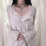 GETADME 00s Aesthetic Kawaii Knitwear T-shirt Women Clothes Coquette Grunge Y2K 00s Vintage Sweater Single Breasted Long Sleeve Cardigan