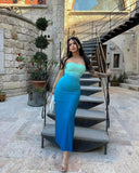 GETADME-여성용 타이다이 그라데이션 슬리브리스 백리스 스트랩리스 드레스 여름 섹시 슬림 바디콘 드레스 패션 비치 가슴 랩핑 의류