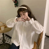 GETADME-Gidyq Vintage Women White Shirt Preppy Style Fashion Elegant Female Long Sleeve Blouse Y2K Sweet Kawaii All Match Shirts