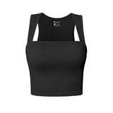 Women Slim Tank Top Sexy Square Neck Sleeveless Ribbed Tops Ladies Crop Top