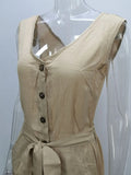 Women's Casual V-neck Monochromatic Jumpsuit, Five-Point Shorts, European and American, Summer, New, 2024