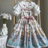 GETADME-일본식 귀여운 화이트 로리타 블라우스 여성 스위트 리본 러플 코튼 탑 여름 소녀 프레피 스타일 퍼프 반팔 귀여운 셔츠