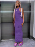 Getadme Hugcitar Ribbed Sexy Y2K Clothes Sleeveless Bodycon Maxi Dresses For Women Club Birthday Party Streetwear Elegant Outfits