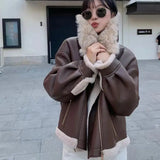 GETADME 100% Real Wool Fur Coat Motorcycle Fur Coat Short Style New Thickened Home Fleece Fur Jacket Top