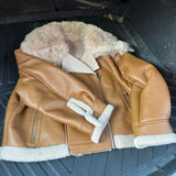 GETADME 100% Real Wool Fur Coat Motorcycle Fur Coat Short Style New Thickened Home Fleece Fur Jacket Top