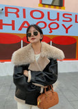 GETADME 100% Real Wool Fur Coat Motorcycle Fur Coat Short Style New Thickened Home Fleece Fur Jacket Top