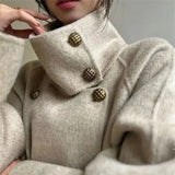 GETADME 100% Wool Coat Women Full Sleeve Loose Long Cashmere Coat 2025 Autumn Winter Lady Commute Overcoat Lapel Belt Jacket