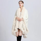 GETADME 12 Colors Women Winter Thicken Shawl Faux Rabbit Fur Big Long Collar Loose Poncho Big Pendulum Capes Plus Size Cloak Overcoat