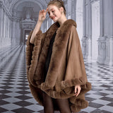 GETADME 12 Colors Women Winter Thicken Shawl Faux Rabbit Fur Big Long Collar Loose Poncho Big Pendulum Capes Plus Size Cloak Overcoat