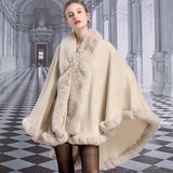 GETADME 12 Colors Women Winter Thicken Shawl Faux Rabbit Fur Big Long Collar Loose Poncho Big Pendulum Capes Plus Size Cloak Overcoat