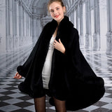 GETADME 12 Colors Women Winter Thicken Shawl Faux Rabbit Fur Big Long Collar Loose Poncho Big Pendulum Capes Plus Size Cloak Overcoat