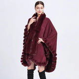 GETADME 12 Colors Women Winter Thicken Shawl Faux Rabbit Fur Big Long Collar Loose Poncho Big Pendulum Capes Plus Size Cloak Overcoat