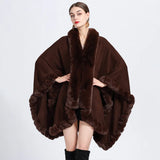 GETADME 12 Colors Women Winter Thicken Shawl Faux Rabbit Fur Big Long Collar Loose Poncho Big Pendulum Capes Plus Size Cloak Overcoat