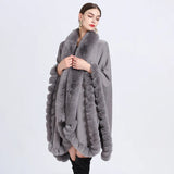 GETADME 12 Colors Women Winter Thicken Shawl Faux Rabbit Fur Big Long Collar Loose Poncho Big Pendulum Capes Plus Size Cloak Overcoat