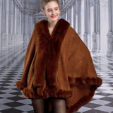 GETADME 12 Colors Women Winter Thicken Shawl Faux Rabbit Fur Big Long Collar Loose Poncho Big Pendulum Capes Plus Size Cloak Overcoat