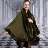 GETADME 12 Colors Women Winter Thicken Shawl Faux Rabbit Fur Big Long Collar Loose Poncho Big Pendulum Capes Plus Size Cloak Overcoat