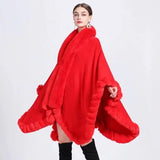 GETADME 12 Colors Women Winter Thicken Shawl Faux Rabbit Fur Big Long Collar Loose Poncho Big Pendulum Capes Plus Size Cloak Overcoat