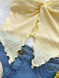 Getadme Twist Knot Cropped Tube Top for Women Summer Y2K Clothes Sexy Off the Shoulder Slit Crop Top
