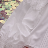 GETADME-로리타 셔츠 화이트 우아한 여성 프레피 스타일 블라우스 귀여운 피터팬 칼라 레이스 러플 JK 셔츠 여아 ​​긴팔 블라우스 무제