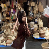 GETADME 2000s Y2k Vintage One Piece Dress Women Casual Blouse Dress Summer Beach Irregular Tank Top