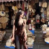 GETADME 2000s Y2k Vintage One Piece Dress Women Casual Blouse Dress Summer Beach Irregular Tank Top