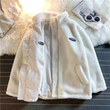 GETADME 2025 autumn and winter new love lambswool cotton-padded jacket double-sided collar jacket couple loose jacket warm Y2K