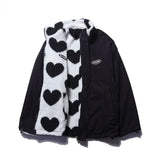 GETADME 2025 autumn and winter new love lambswool cotton-padded jacket double-sided collar jacket couple loose jacket warm Y2K