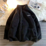 GETADME 2025 autumn and winter new love lambswool cotton-padded jacket double-sided collar jacket couple loose jacket warm Y2K