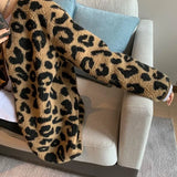 GETADME 2025 Autumn Winter New Women's Jacket Korean Fashion Elegant Leopard Print Top Leather Fur Integrated Warm Coat Fake Fur Tops