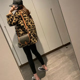 GETADME 2025 Autumn Winter New Women's Jacket Korean Fashion Elegant Leopard Print Top Leather Fur Integrated Warm Coat Fake Fur Tops