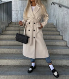 GETADME 2024 Autumn Winter Spring New Fashion Casual Elegant Simple Long Sleeved Lapel Button Split Woolen Jacket