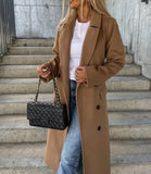 GETADME 2024 Autumn Winter Spring New Fashion Casual Elegant Simple Long Sleeved Lapel Button Split Woolen Jacket
