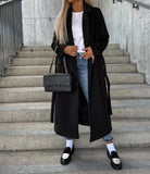 GETADME 2024 Autumn Winter Spring New Fashion Casual Elegant Simple Long Sleeved Lapel Button Split Woolen Jacket
