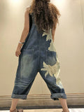 GETADME 2025 Salopette coréenne pour femme, pantalon harem en jean imprimé printemps, jean décontracté vintage, pantalon ample vintage