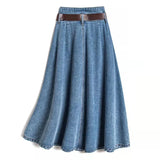 GETADME 2024 Korean Style Spring-Summer New Type Skirt Women's Fashion Commuter Single-Breasted Belt Denim Skirt