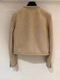 GETADME 2024 New Camel Color Small Fragrance Coat Women French High-grade Tweed Short Jacket Fashion Casual Slim Jacket Women