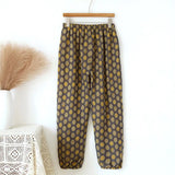 Getadme 2025 New Spring Summer Women's Pajamas 100% Cotton Crepe Pants Women's Comfortable Loose Large Leaf Home Pants Thin bottoms