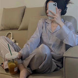 GETADME 2025 New Spring and Autumn Ice Silk Pajamas Women Long sleeve  Thin Silk Summer Women Set Home wear