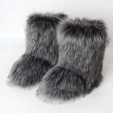 GETADME 2025 New Winter Faux Fur Boots Women Warm Fluffy Snow Boots Luxury Footwear Female Furry Fox Fur Bottes Fashion Winter Shoes