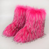 GETADME 2025 New Winter Faux Fur Boots Women Warm Fluffy Snow Boots Luxury Footwear Female Furry Fox Fur Bottes Fashion Winter Shoes