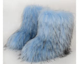 GETADME 2025 New Winter Faux Fur Boots Women Warm Fluffy Snow Boots Luxury Footwear Female Furry Fox Fur Bottes Fashion Winter Shoes