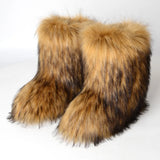 GETADME 2025 New Winter Faux Fur Boots Women Warm Fluffy Snow Boots Luxury Footwear Female Furry Fox Fur Bottes Fashion Winter Shoes