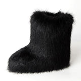 GETADME 2025 New Winter Faux Fur Boots Women Warm Fluffy Snow Boots Luxury Footwear Female Furry Fox Fur Bottes Fashion Winter Shoes