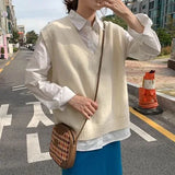 GETADME 2024 New style Cashmere vest Women V-Neck Loose style solid color High-quality soft keep warm Vest Women