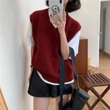 GETADME 2024 New style Cashmere vest Women V-Neck Loose style solid color High-quality soft keep warm Vest Women