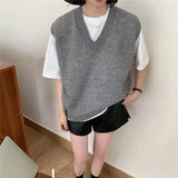 GETADME 2024 New style Cashmere vest Women V-Neck Loose style solid color High-quality soft keep warm Vest Women