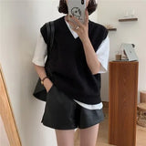 GETADME 2024 New style Cashmere vest Women V-Neck Loose style solid color High-quality soft keep warm Vest Women