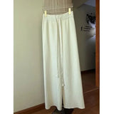 GETADME 2024 Slim Simple Knit Wide-leg Pants Women's Autumn and Winter High-waisted Moped Pants Thick Casual Pants Straight