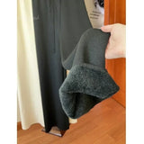 GETADME 2024 Slim Simple Knit Wide-leg Pants Women's Autumn and Winter High-waisted Moped Pants Thick Casual Pants Straight