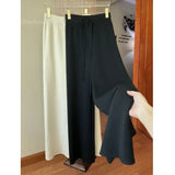 GETADME 2024 Slim Simple Knit Wide-leg Pants Women's Autumn and Winter High-waisted Moped Pants Thick Casual Pants Straight
